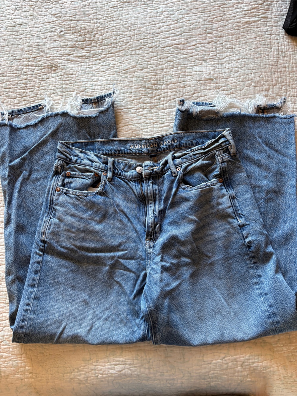 American Eagle Outfitters Blue Distressed Hem Ankle Jeans